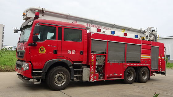 HOWO 324KW Water Tower Fire Truck 6X4 32 Meter Hydraulic Telescopic