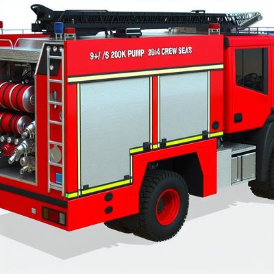 2+4 Crew Seats Foam Fire Truck with 90L/s Pump and 2000kg Foam Capacity